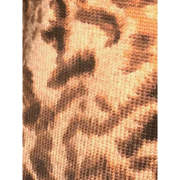 Dana Buchman Medium Vintage Leopard Merino Wool Beaded Top City Luxe Embellished - Picture 9 of 14